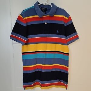 Polo by Ralph Lauren Boy's Multicolor Striped Shirt Blue Red Yellow Sz M 10-12